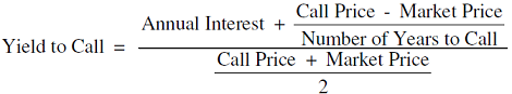 Yield to Call formula and Calculation