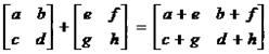2x2 Matrix Addition Formula
